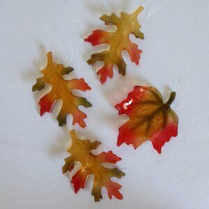 NEW HANDCRAFTED GLASS MAPLE & OAK FALL LEAVES DECORATIVE ORNAMENTS